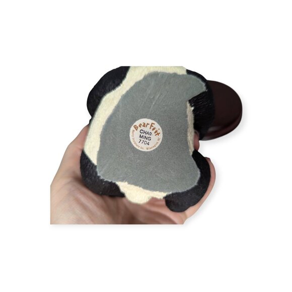 Marty Sculpture Inc Bear Foot Char-ming 7704 Panda Figurine on Wooden Base - Picture 6 of 14